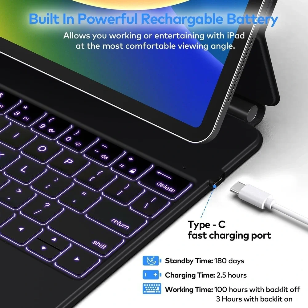Magic-Style Keyboard Case w/ Trackpad for iPad Air & Pro 11